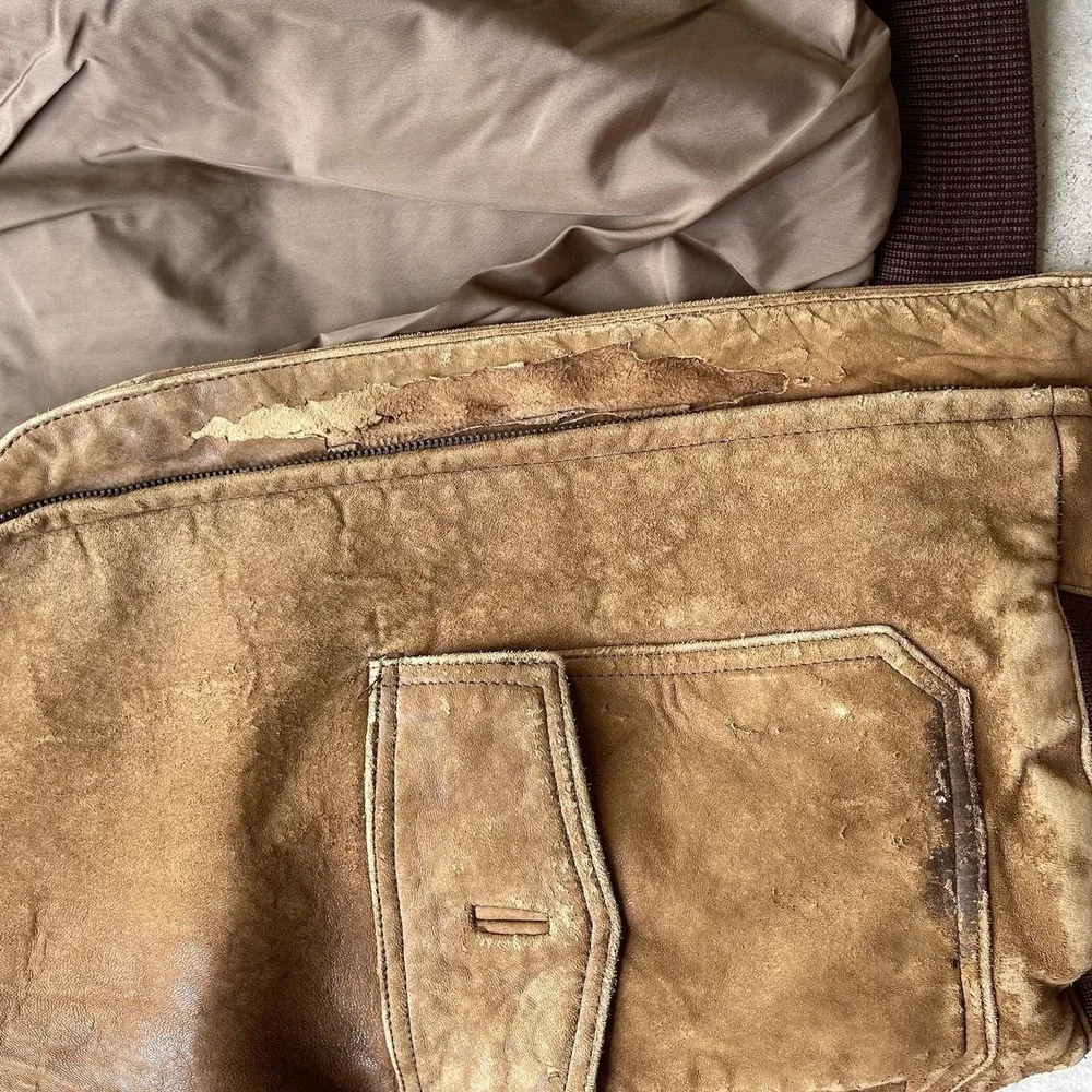 Vintage Banana Republic aviator jacket 40 leather Bomber cockpit Patina Distress